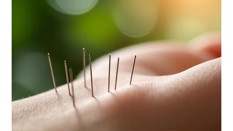 A serene scene depicting acupuncture needles with soft light, representing integrative and alternative therapies.