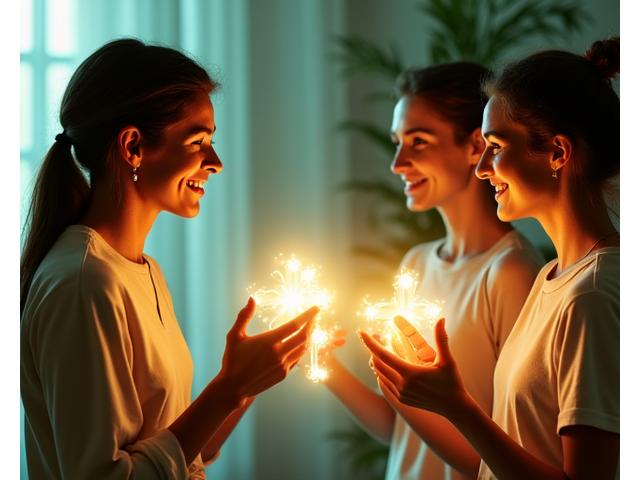 Illustration of diverse adults interacting with a digital wellness platform, sharing feedback and collaborating.